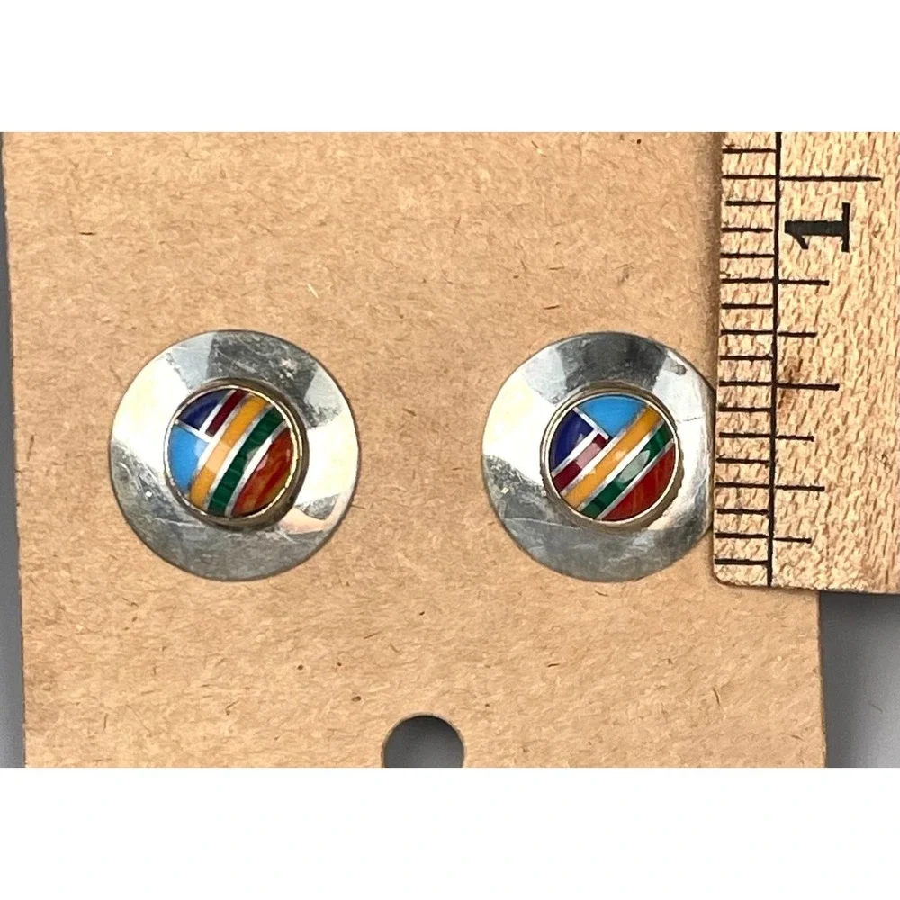 Ella Peter Sterling Multistone Inlay Pendant Earrings Set 24